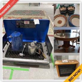 MaxSold Auction: This online auction features items such as Drapes, cabinets, Kitchen Cabinet, Rugs, Convertible Extension Ladders, Craftsman Table Saw, Weed Eater, Crystal and Glass, Candle holders and Platters, Vintage Mirror, Planters, Metal Filing Cabinets, Gardening Tools, Patio Set, Coleman Camping Grill, Dishes and much more.