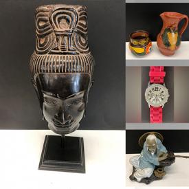 MaxSold Auction: This online auction features Royal Doulton statue, decanter, custom jewelry, art glass, carnival glass, blue & white pieces, watch, vintage ceramic figurines, copper plate, ruby red glass, costume masks, watercolor paintings, Swarovski crystal animals and much more!
