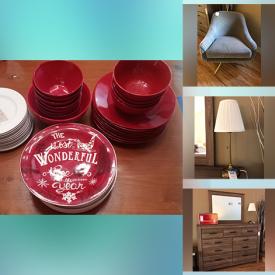 MaxSold Auction: This online auction features a glass end table, highboy dresser, bookshelf, vanity table & stool, end table, stemware, heater, tripod lamp, treadmill, gardening tools and much more!