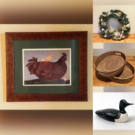 MaxSold Auction: This online auction features Warren Kimble print, hand-crafted wind chimes, wreaths, Adirondack chairs, ceramic cocottes, Star Wars collectible, throw rug, ring light, therapy light, steins, wooden decoys, hockey skates and much more!