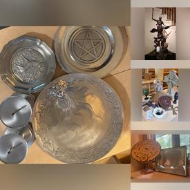 MaxSold Auction: This online auction features chalices, Wiccan items, pewtarex display plates, jade decor, bookends vintage games, cast iron cauldron pot, various figurine, celtic cross decor, forest themed decor, mortar & pestle, Egyptian items, various sculpture, mirrors, posters, doorknocker, wicket items and much more!