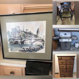 MaxSold Auction: This online auction features 40” Sony TV, fine china, silver plate, framed artwork, furniture such as Vilas maple dressers, Elmcrest sofa, nightstands, telephone tables, antique cabinet and desks, Sony AV equipment, Brother printer, steamer trunks, crystal ware, lighting, kitchenware, vintage metal cars and much more!