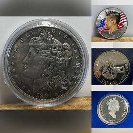MaxSold Auction: This online auction features Canadian silver dollars, American silver dollars, mint coins sets,  American silver dollar pendant necklace, international silver coins and much more!