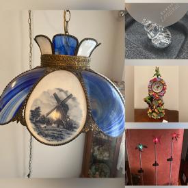 MaxSold Auction: This online auction features stained glass pendant light, trinket box, Swarovski conch shell, Cherished Teddy collectible, hummingbird collection, small kitchen appliances, NIB solar lights, knitting supplies, DVDs, crystal flowers, sewing machines, costume jewelry and much more!