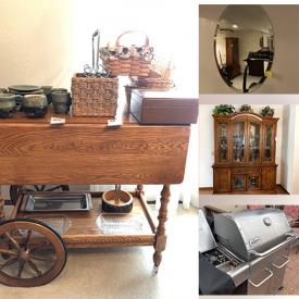 MaxSold Auction: This online auction features a patio set, china cabinet, Ethan Allen coffee table, display cabinet, end table, bar cart, golf collectibles, Chevalier mirror, wall art, costume jewelry, home gym, washer & dryer, grill, yard tools and much more!