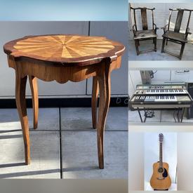 MaxSold Auction: This online auction features original paintings, NIB Vivitar telescope, furniture such as antique Japanese chests, antique desk, side tables, and cabinets, Behringer amp, lamps, home decor, keyboards, acoustic guitars, Raku pottery, area rugs and much more!