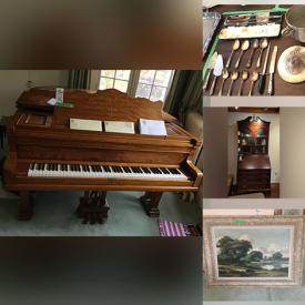 MaxSold Auction: This online auction features antique Sterling grand piano, Wedgwood, fine china, original signed art, crystal ware, furniture such as balloon backed chair, side tables, armchairs, dining chairs, and Barrymore loveseat, glassware, pottery, vintage stereos, marble slabs, exercise equipment and much more!