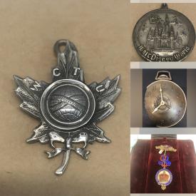 MaxSold Auction: This online auction features vintage military pins, vintage medals, vintage badges, vintage cne medals, vintage metal buttons, vintage badge name holder vintage lapel pins, vintage navy patch, original Ontario provincial cap, vintage walking stick and much more.