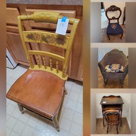 MaxSold Auction: This online auction features washer, dryer, Lizzie High dolls, miniature figurines, antique wicker chair, office supplies, sewing machine, antique poster bed, TV, cedar trunk, vintage dresser and much more!