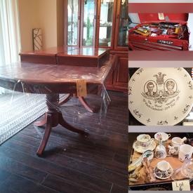 MaxSold Auction: This online auction features bench, mirror, hutch, shelving unit, dining table and chairs, side table, lamps, loveseat, kitchen tools, crystal ware, glassware, filing cabinet, lps, artificial Christmas tree, electronics, books, office supplies, shovels, garden tools, pots and pans, baking ware, tools, Mikasa fine china, commemorative plates, brass items, games & puzzles, linens, telescope, shelves, BBQ, planters and much more!
