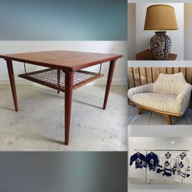 MaxSold Auction: This online auction features collector MCM ceramics, sterling silver, antique crystal, furniture such as teak coffee table, chrome dining chairs, and MCM gondola chair, original paintings, vintage clothing and much more!