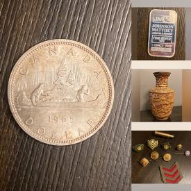 MaxSold Auction: This online auction features silver coins, rhinestone jewelry, watches, Chinese cork carving, Japanese Satsuma egg, clay teapots, horse brasses, antique cameo brooch, Blue Delft porcelain, costume jewelry, Wade figurines and much more!