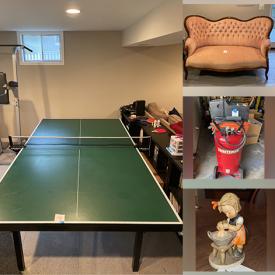 MaxSold Auction: This online auction features ping pong table, air hockey table, snow blower, sofa, golf clubs, table pedestals, tables, chairs, tea set, corn husk figurines, craftsman tool, bamboo furniture, hockey skates, candy dish, picture frames, CDs, books, LPs, Hummel figurine, doll wardrobe, doll furniture and much more!