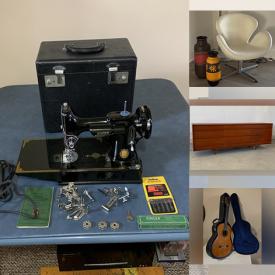 MaxSold Auction: This online auction features confederation coin, sewing machine, German pottery vase, Canadian pennies, teak rosewood credenza, guitar, turntable, vintage cast iron trivets, chairs, VHS, Nintendo lot, LPs, glassware, boombox, African batik art, jewelry, barometer, cuckoo clock, golf clubs, silver plate items, coffee maker, bike, tables, kitchen glassware, loveseat, snowshoes,  tin toys, Danish teak dresser, bike,  wall art, teak lounge chair, Noritake dish, Grandfather clock, Alfred Meakin china, magazines, boat motor and much more