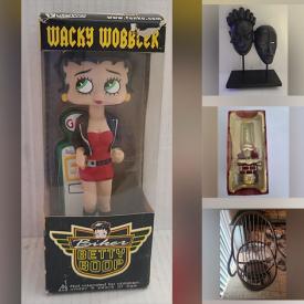 MaxSold Auction: This online auction features board games, Royal Doulton figurine, Betty Boop collectibles, African mask art, vintage Christmas decor, sports trading cards, youth Lightning jerseys, American Greetings ornaments, video game strategy guides, Nascar curtains, tabletop easel displays, Commodore 64  & games, Duplo blocks, Mid Century rattan rocker and much more!
