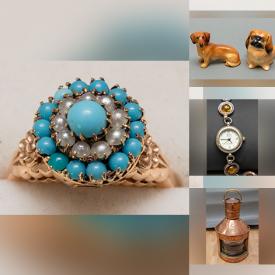 MaxSold Auction: This online auction features gold jewelry, jade pendants, collector plates, Royal Doulton dog figurines, Swarovski crystal jewelry, crystal bird figurines, video components, vintage costume jewelry, area rugs, musical jewelry tables, vintage cuckoo clock, teacup/saucer sets, vintage books, binoculars and much more!