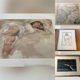 MaxSold Auction: This online auction features items like framed prints, Asian items, saucers, posters, home decor, book ends, assorted dolls, buffet table, dining chairs, old cameras, medals and much more!