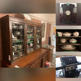 MaxSold Auction: This online auction features furniture such as a hutch, buffet, cabinets, bookcases, desk, settee, chairs, marble table and others, books, figurines, plants, collectible plates, antique clock, barometer, Aynsley, Romanov, Royal Doulton and other china, silverplate, Cristal D’Arque dolphins, Kenmore refrigerator, kitchenware, BBQ grill and much more!