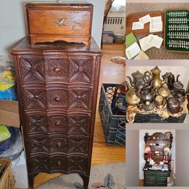 MaxSold Auction: This online auction features 14kt gold watch, crystalware, Murano glass, Limoges, fine china, silver plate, cedar hope chest, display hutch, antique armchair, lamps and much more!