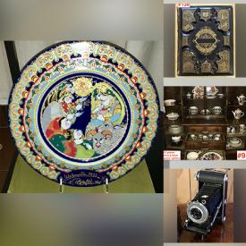 MaxSold Auction: This online auction features Birks sterling items, antique cutlery rests, Wedgwood \'Jasperware\' items, antique \'EAPG\' pickle cruet, candlesticks, Paragon - Royal Winton chintz - Aynsley teacups & saucers, MCM pitcher, stainless flatware, Silsal carved art pottery, antique Dutch clock, antique binoculars, vintage camera, brass bookends, souvenir totems,  Germany - concertina accordion, vintage glassware, vintage costume jewelry,  Villeroy & Boch dinner set, Italian pottery, antique carnival glass, antique bible, silver plated items and much more.