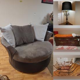 MaxSold Auction: This online auction features a bistro set, nightstands, chest, end table, recliner loveseat, washstand, Chinas, coffee warmer, toaster oven, mirror, sewing machine, cast iron, horse post, yard tools and much more!