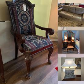 MaxSold Auction: This online auction features framed art, fine china, Lladro, furniture such as side tables, upholstered chairs, Morgan Stewart sofa, Armoire, leather recliner, and dining table, lamps, glassware, area rugs, handbags and much more!