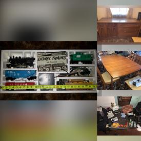 MaxSold Auction: This online auction features Lionel train set, collector dolls, furniture such as wood buffet table, sleeper sofa, recliner, and dining table with chairs, Christmas decor, tools, Frigidaire freezer, luggage, handbags, small kitchen appliances, crystal ware and much more!