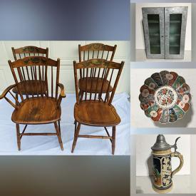 MaxSold Auction: This online auction features fine china, sterling silver, steins, Limoges, paintings, \nsigned pottery, home decor, Lenox, costume jewelry, Hitchcock chairs and much more!