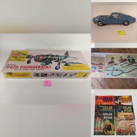 MaxSold Auction: This online auction features comics, vintage model kits, Lego kits, vintage Star Wars collectibles, vintage toys, superheroes action figures, slot car track, board games, video games, Pokemon cards, vintage dolls, Disney collectibles, vintage pastel porcelain gift planters, vintage marionettes, chess set and much more!
