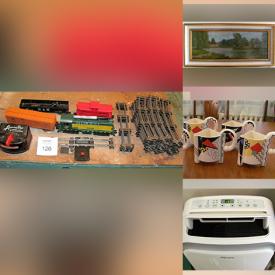 MaxSold Auction: This online auction features a glass coffee table, vintage desk, shelving unit, steamer trunk, Espresso Coffee Maker, typewriter, lamps, wicker baskets, vintage sports equipment, portable air conditioner and much more!