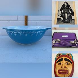 MaxSold Auction: This online auction features Christmas decor, antique light fixture, Pyrex dishware, signed art glass, pottery, fine china, home decor, Indigenous art, desk chairs and much more!