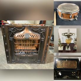 MaxSold Auction: This online auction features vintage projectors, vintage snare drum, vintage steamer trunk, mirrors, vintage table lamps, vintage books, vintage fireplace insert, vintage canes, wicker chairs, antique brass floor lamps, vintage grape crusher, vintage leather couch, corner cabinets, vintage secretary desk and much more!
