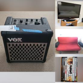 MaxSold Auction: This online auction features guitar amps, Korg synthesizer, Yamaha keyboard,  32” Samsung TV, furniture such as occasional chairs, sofa, TV console, coffee table and futon beds, CDs, DVDs, vinyl LPs, dishware, glassware, books, computer accessories, cycling gear, tools and much more!