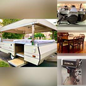 MaxSold Auction: This online auction features items like tables, sideboard hutch, drawers, headboards, sofas, office chairs, film cameras, bikes, trailers, lawnmowers, tools, magazines and much more!