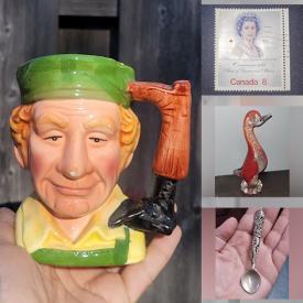 MaxSold Auction: This online auction features uranium glass, mineral specimens, antique canning jars, Toby mug, antique crock, vintage book, costume jewelry, stamps, art glass, duck decoy, sports trading cards, teacup/saucer sets and much more!