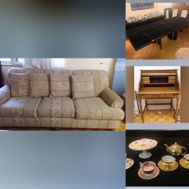 MaxSold Auction: This online auction features 46” Sony TV, furniture such as J.G. Hook & Bassett couch, shelving units, side tables, secretary desk and mobility lift chair, lamps, small kitchen appliances and much more!