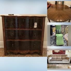 MaxSold Auction: This online auction features items such as Oilette Oil Painting, Ansley Jardiniere Planter, Modern Silver Tone Table Lamp, Drawer Credenza/ Dresser, Vintage MCM Oval Dining Table, Antique Balloon Back Chair Leopard Print, Vintage Leather Top Desk, Modern Black + Brass Standing Lamp, and much more.