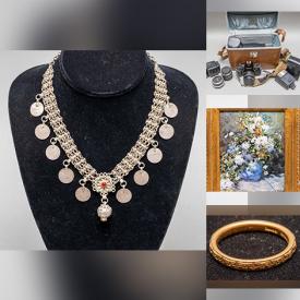 MaxSold Auction: This online auction features gold jewelry, silver jewelry, vintage coral necklace, gemstone jewelry, collectible dolls, collector plates, vintage vanity dresser sets, costume brooches, coins, binoculars, cameras, pipes, vintage steamer trunks, mountain bikes, area rug and much more!