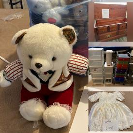 MaxSold Auction: This online auction features storage units, car supplies, pets lot, garden supplies, kitchen supplies, porcelain statues, Christmas decor, blankets, knitting supplies, bedding, stuff toys, DVDs, CDs, clothing, luggage, wood chest, HP printer and much more!