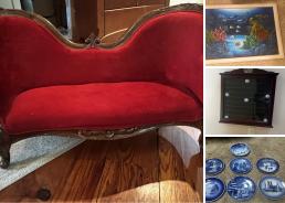 MaxSold Auction: This online auction features an antique sewing machine, armoire, antique radio furniture, Japanese Fan, antique Tea Set, Collector Plates, Martha Stewart Christmas tree, antique tools and much more!