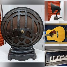 MaxSold Auction: This online auction features antique speakers, antique radio console, vintage radio, antique tea cart, grandfather clock, curio cabinet, lamps, guitar, Armstrong flute, vintage adding machine,  Roland keyboard, clocks, jazz albums, LPs and much more.