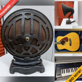 MaxSold Auction: This online auction features antique speakers, antique radio console, vintage radio, antique tea cart, grandfather clock, curio cabinet, lamps, guitar, Armstrong flute, vintage adding machine,  Roland keyboard, clocks, jazz albums, LPs and much more.