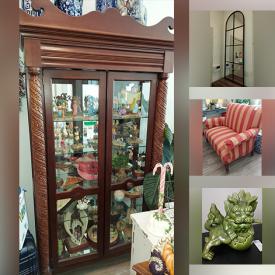 MaxSold Auction: This online auction features a vintage secretary desk, large wooden bookcases, Asian-inspired pottery, live plants, wood and glass buffets, Baldauf wall clock, resin figurines and much more!