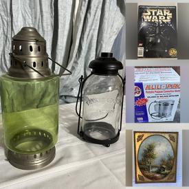 MaxSold Auction: This online auction features a Star Wars 20th Anniversary magazine, vintage bowling balls, vintage lanterns, Christmas decor, office supplies, curio cabinet, paper shredder, vintage dolls, serving ware, Polaroid filters, magazines,  Bisque figures from Japan, vintage bottles, sports cards, vintage Radio Flyer metal wagon, toys, mail basket, hands-free magnifier, teapot lamp, glass insulators, Chinese inspired lamp, Ready Racer track toy, crafting supplies and much more!