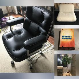 MaxSold Auction: This online auction features chairs lamps, pine chest, side tables, vases, utility rack, throw pillows, artwork, decorative mirror, lampshades, clothing racks, fishing lot, canisters, vintage laser discs, CDs, lithograph, Victorian antique ink pots, planters, candleholder, books, MCM chairs, bubble candles, baskets and much more.