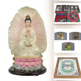 MaxSold Auction: This online auction features trinket jewelry boxes, serving plates, ceramic teapot, table napkins, MCM glass bowl, Christmas ornaments, comics, funko pop figurine, video games and controllers, crystal ware, glassware, platters, angel figurines, coffee mugs, vintage tennis rackets, Christmas figurine, plush toys, porcelain decanter sculpture, tote bags, gaming console, trading cards, wall decor, VHS, toys, puzzle, athletics hats, LPs and much more