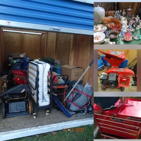 MaxSold Auction: This online auction features rollaway cot, weed wacker, kayak, camping lot, metal pergola, water pumps, solar light, sine wave inverter, tackle box, Poulan gas mower, artwork, Brazilian art deco table,  Royal Daulton figurines, Royal Albert cup and saucers, jadeite, ginger jar, garden corner fences, bench vice, propane heater, camp stove, tools, plumbing, bicycles, snowshoes, backpack, painting supplies, snow fencing, craftsman radial arm saw, reverse osmosis water purification system, silver plated servers and much more.