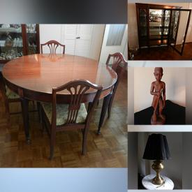 MaxSold Auction: This online auction features Mikasa china, furniture such as dining table with chairs, buffet, recliners, and accent tables, table lamps, glassware, home decor, framed wall art and much more!