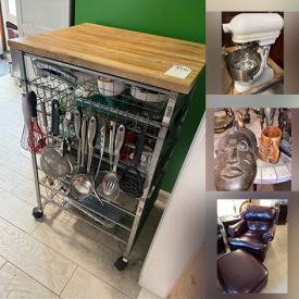 MaxSold Auction: This online auction features small kitchen appliances, solar lights, elephant collection, lift chair, leather sleeper sofa, globe liquor cabinet, Toscana stoneware, storage bed, office supplies, desk, sleigh bed, Sentry safe, photography equipment and much more!