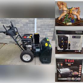 MaxSold Auction: This online auction features Yardworks snowblower, new items such as small kitchen appliances, shelving, remote car starter, kitchenware and porcelain, books, wall art, board games and much more!